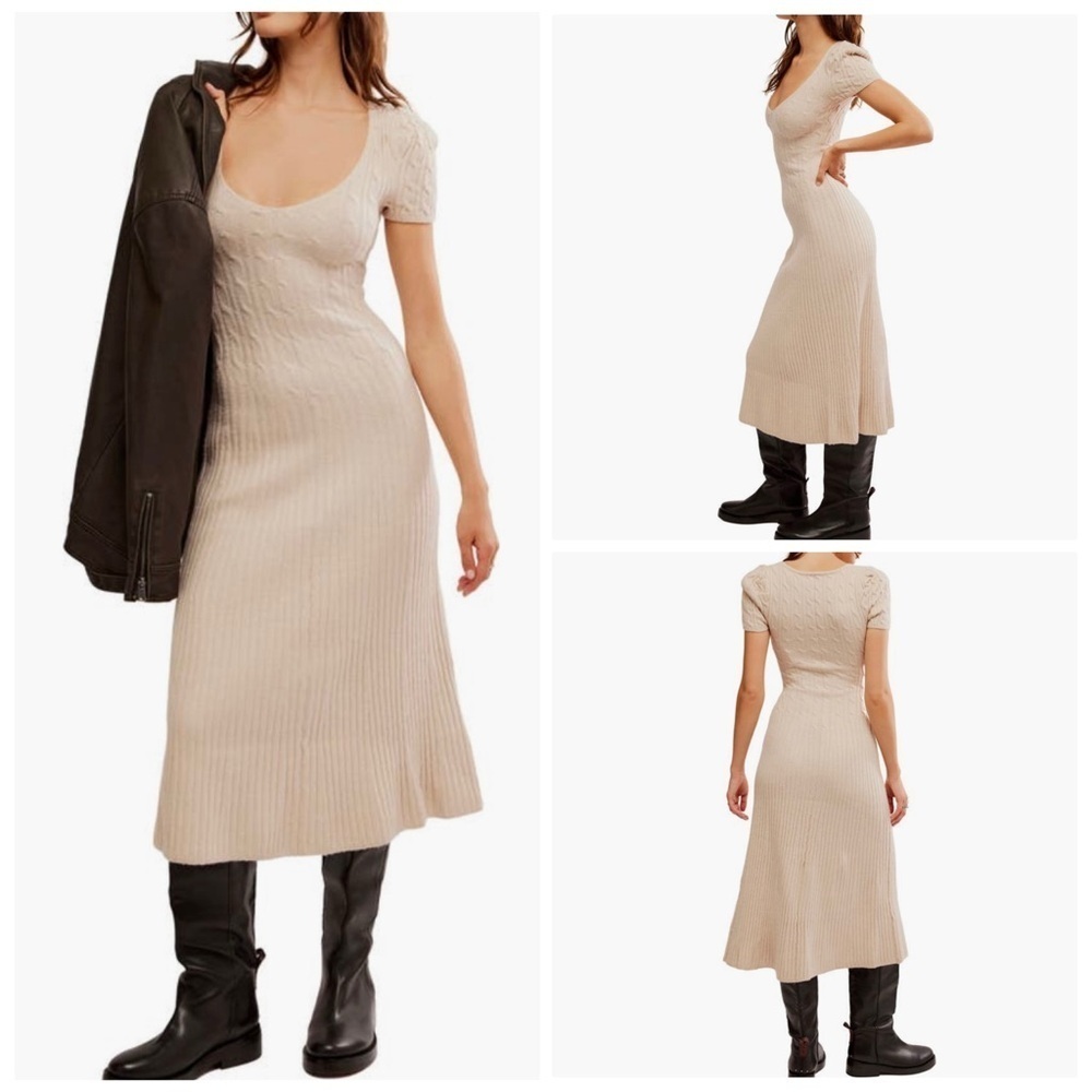 Free People Madsen Luxury Midi Sweater Dress Size Large